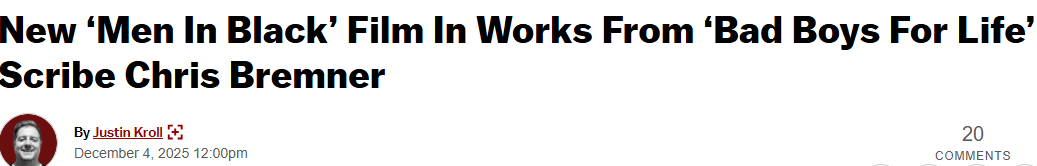 消息称科幻名作《黑衣人》将推新 仍将邀请史密斯参演